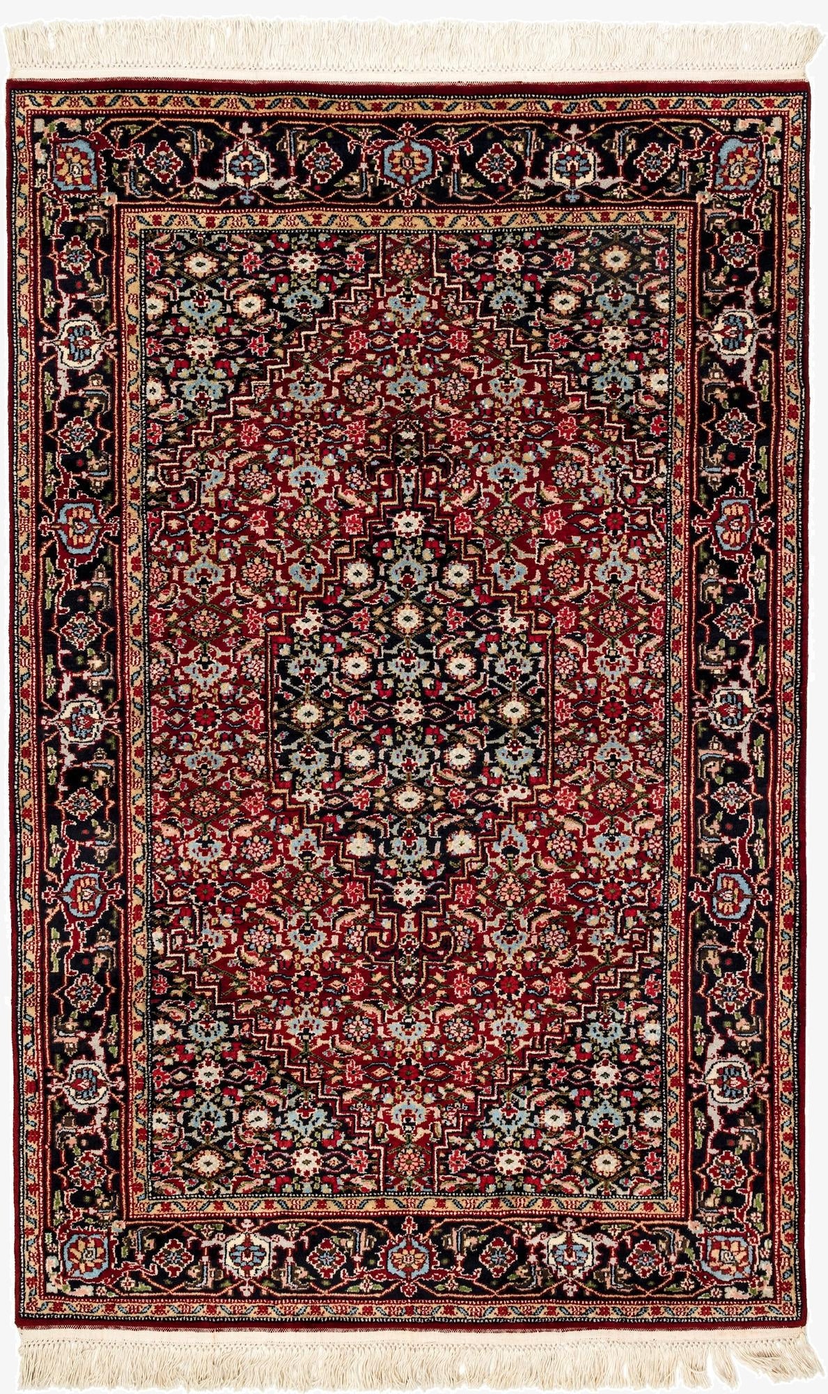  4' x 6' 1  Hand Knotted Hamedan Wool Rug