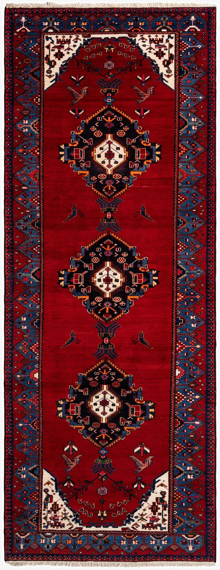  4' 11 x 12' 9  Hand Knotted Hamedan Rug