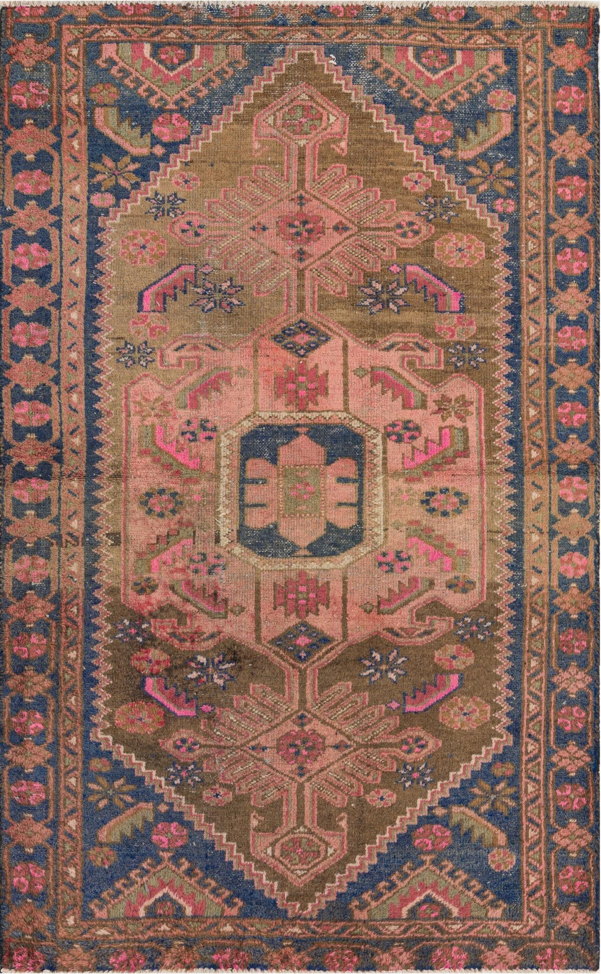  3' 10 x 6' 2  Hand Knotted Hamedan Persian Wool Rug