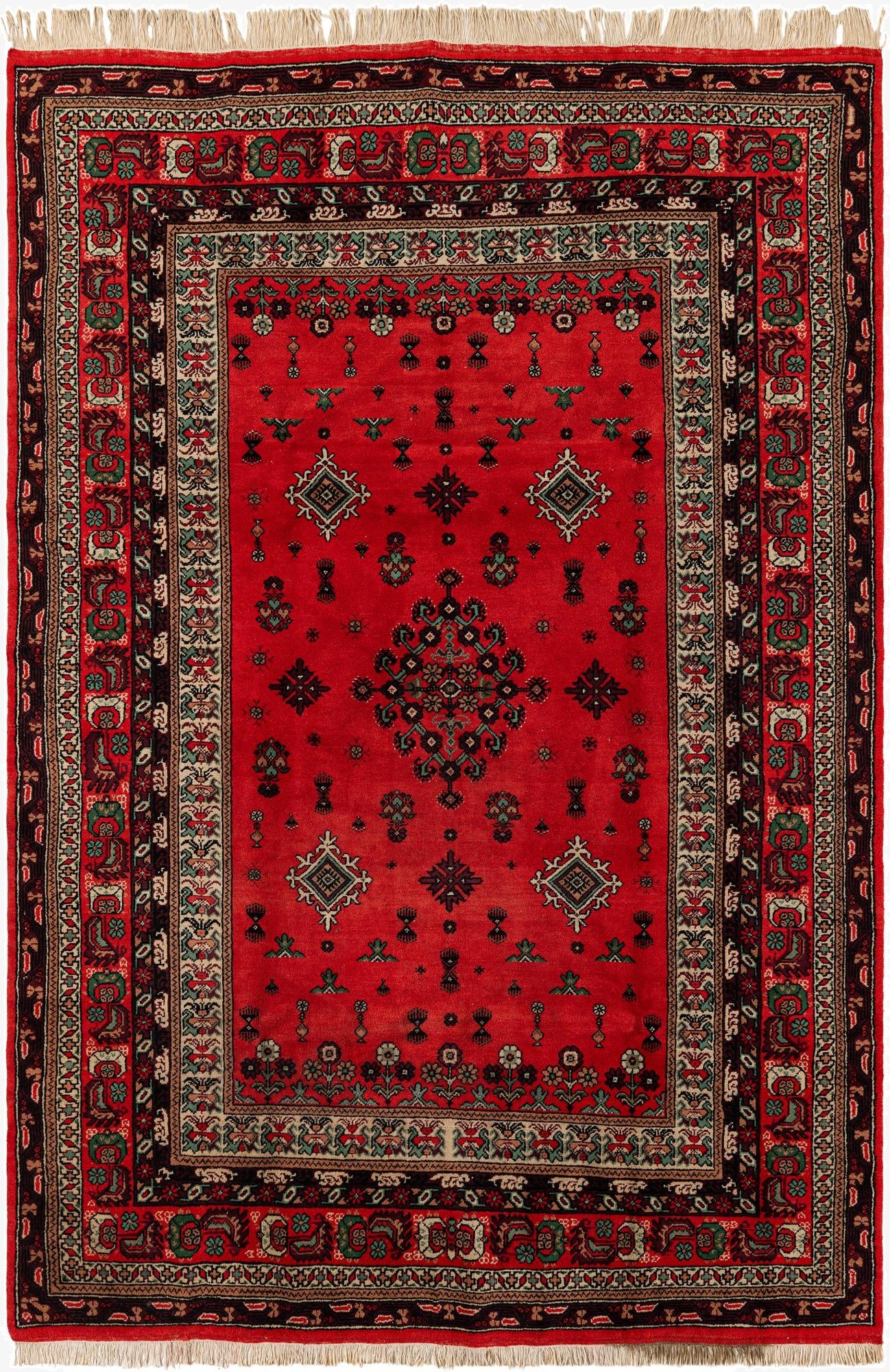  6' 6 x 9' 4  Hand Knotted Hamedan Wool Rug