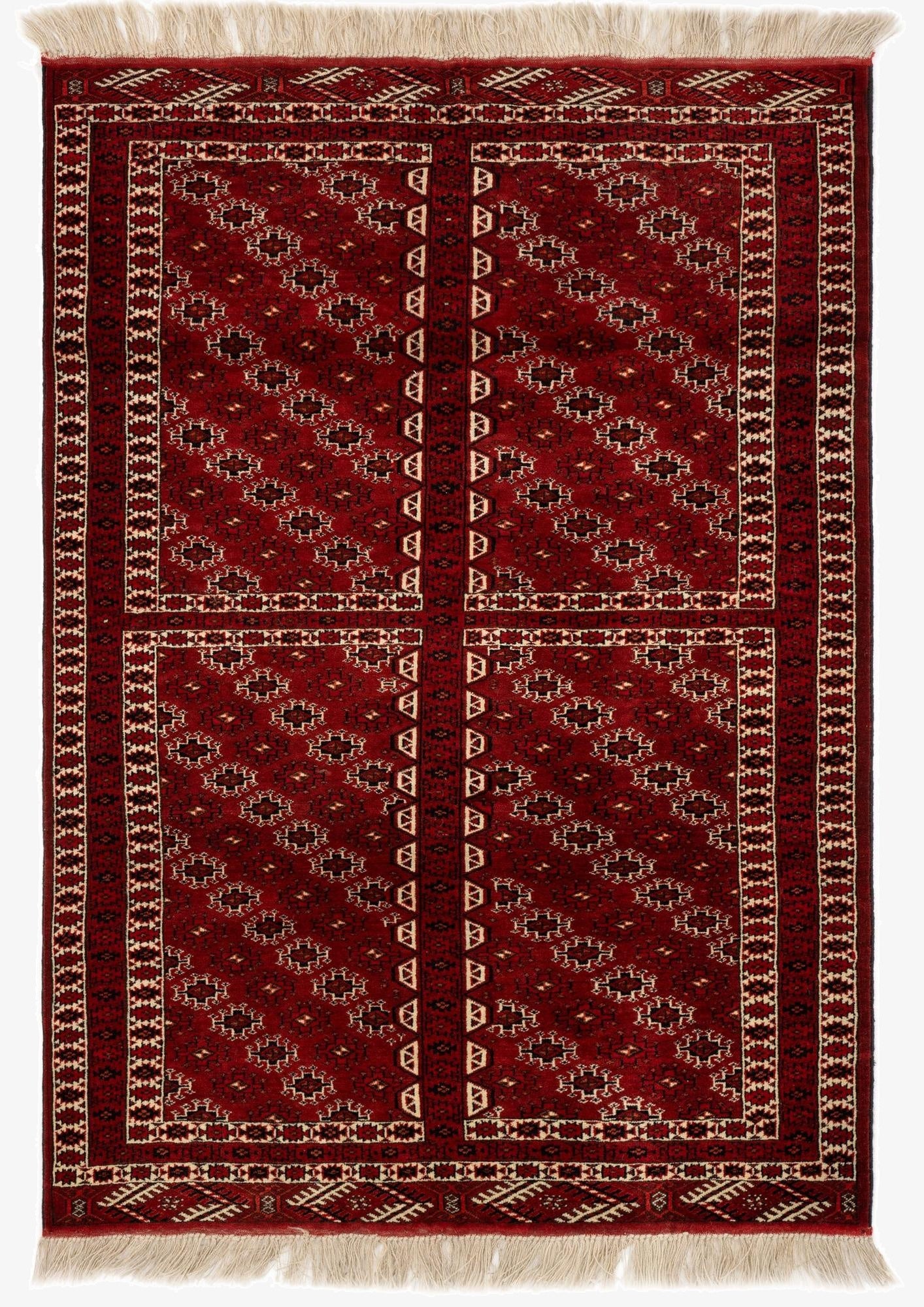  4' 4 x 6' 1  Hand Knotted Hatchlou Wool Rug