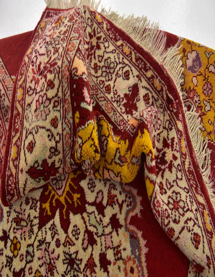 Detail image of  4' x 6' 4  Hand Knotted Hereke Wool Rug