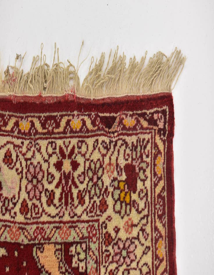 Detail image of  4' x 6' 4  Hand Knotted Hereke Wool Rug