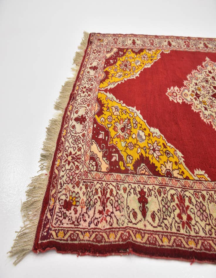 Detail image of  4' x 6' 4  Hand Knotted Hereke Wool Rug