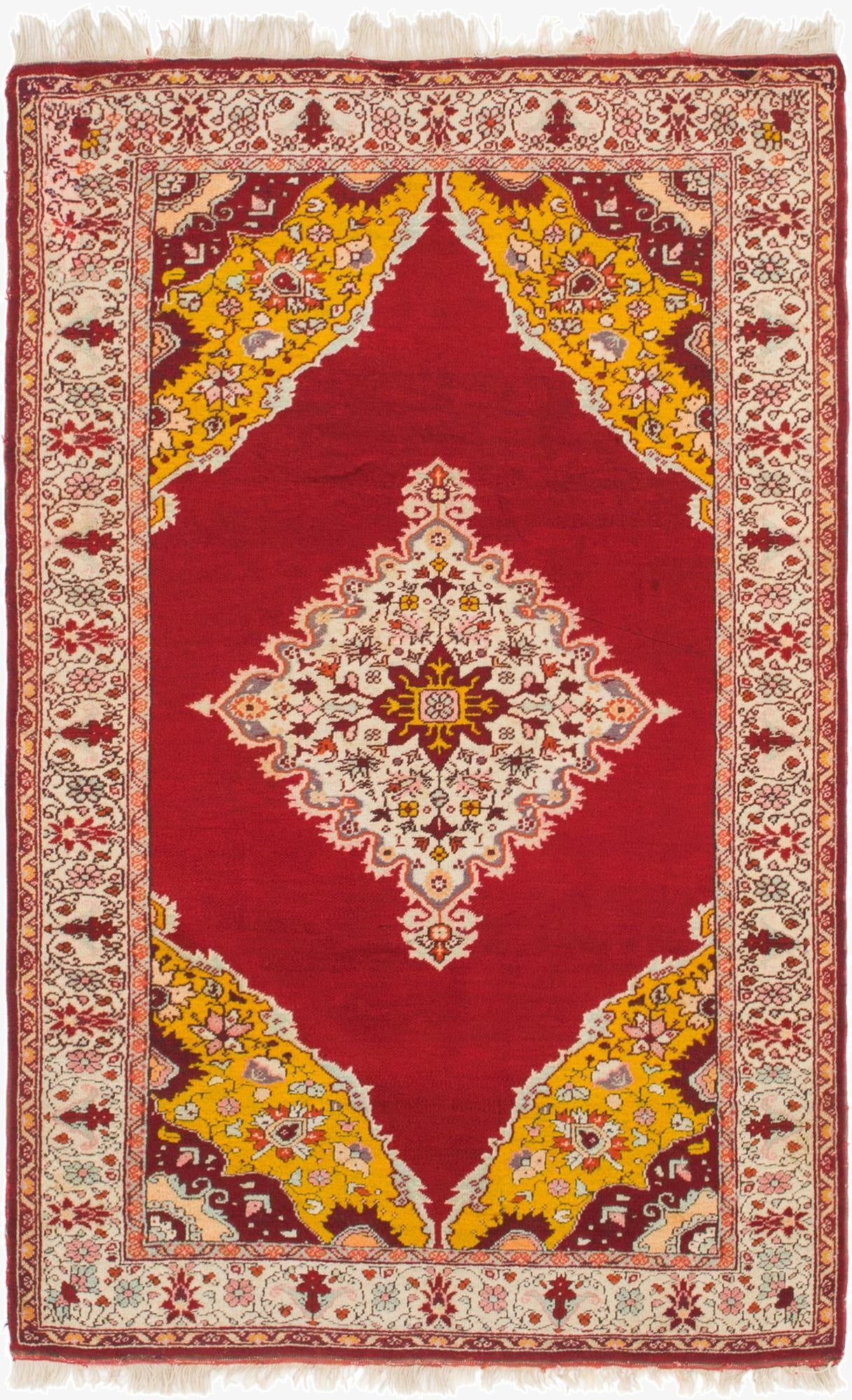  4' x 6' 4  Hand Knotted Hereke Wool Rug