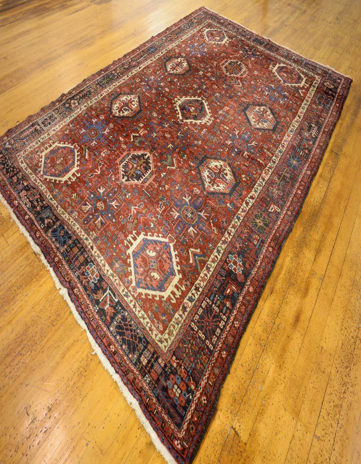 Detail image of  8' 2 x 11' 10  Hand Knotted Heriz Persian Wool Rug