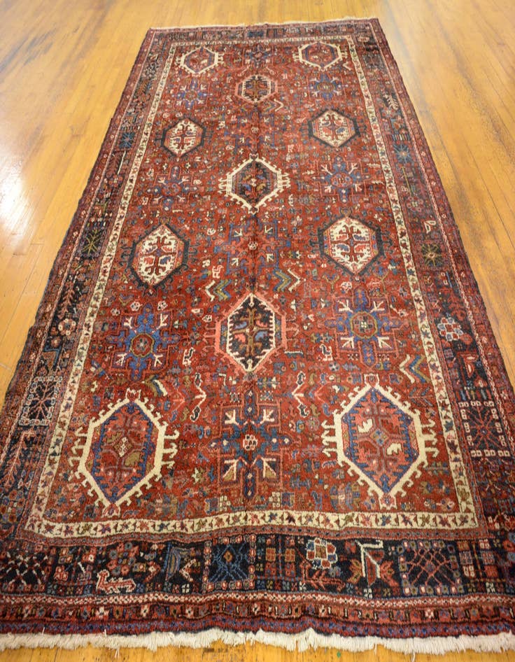 Detail image of  8' 2 x 11' 10  Hand Knotted Heriz Persian Wool Rug