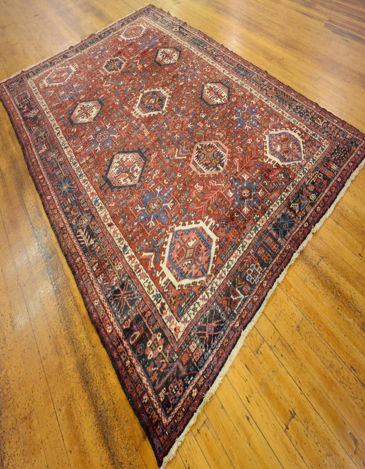 Detail image of  8' 2 x 11' 10  Hand Knotted Heriz Persian Wool Rug