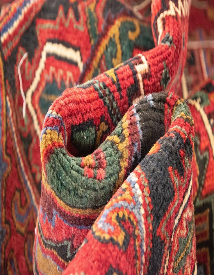 Detail image of  6' 6 x 9' 11  Hand Knotted Heriz Persian Wool Rug