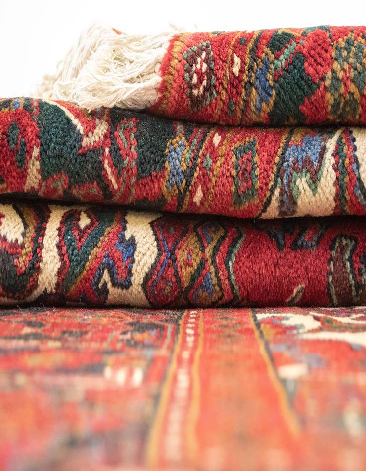 Detail image of  6' 6 x 9' 11  Hand Knotted Heriz Persian Wool Rug