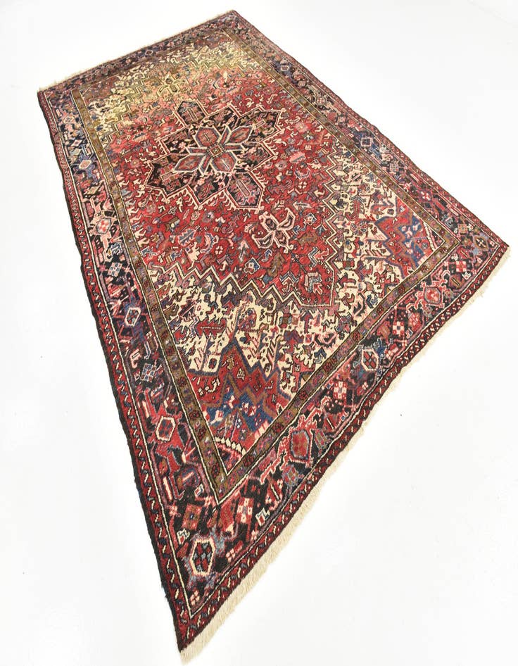 Detail image of  7' 7 x 10' 10  Hand Knotted Heriz Persian Wool Rug