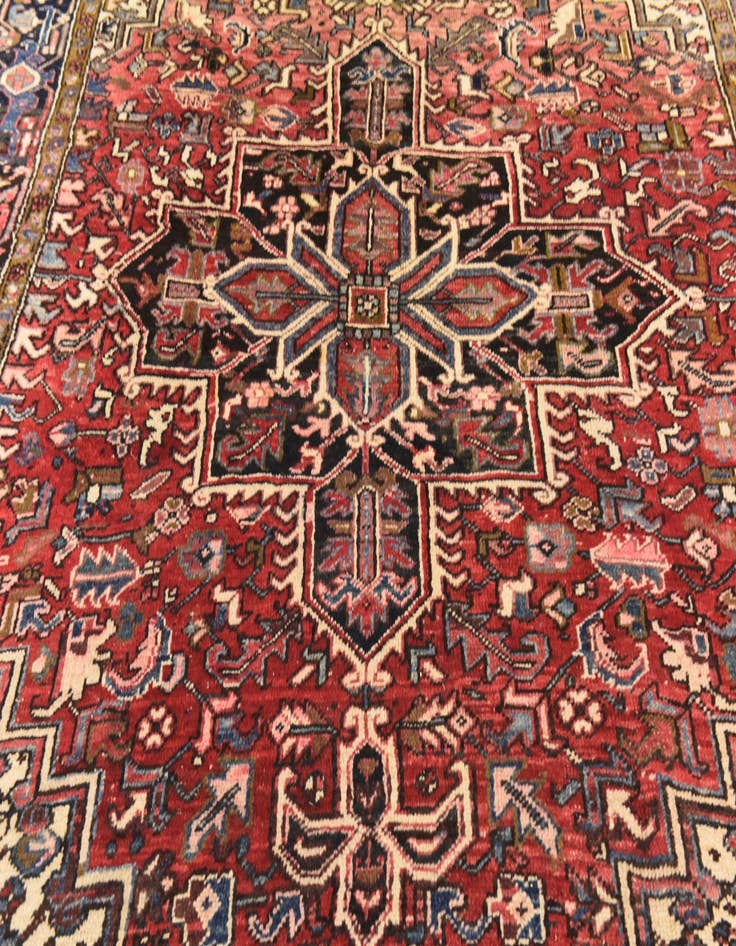 Detail image of  7' 7 x 10' 10  Hand Knotted Heriz Persian Wool Rug