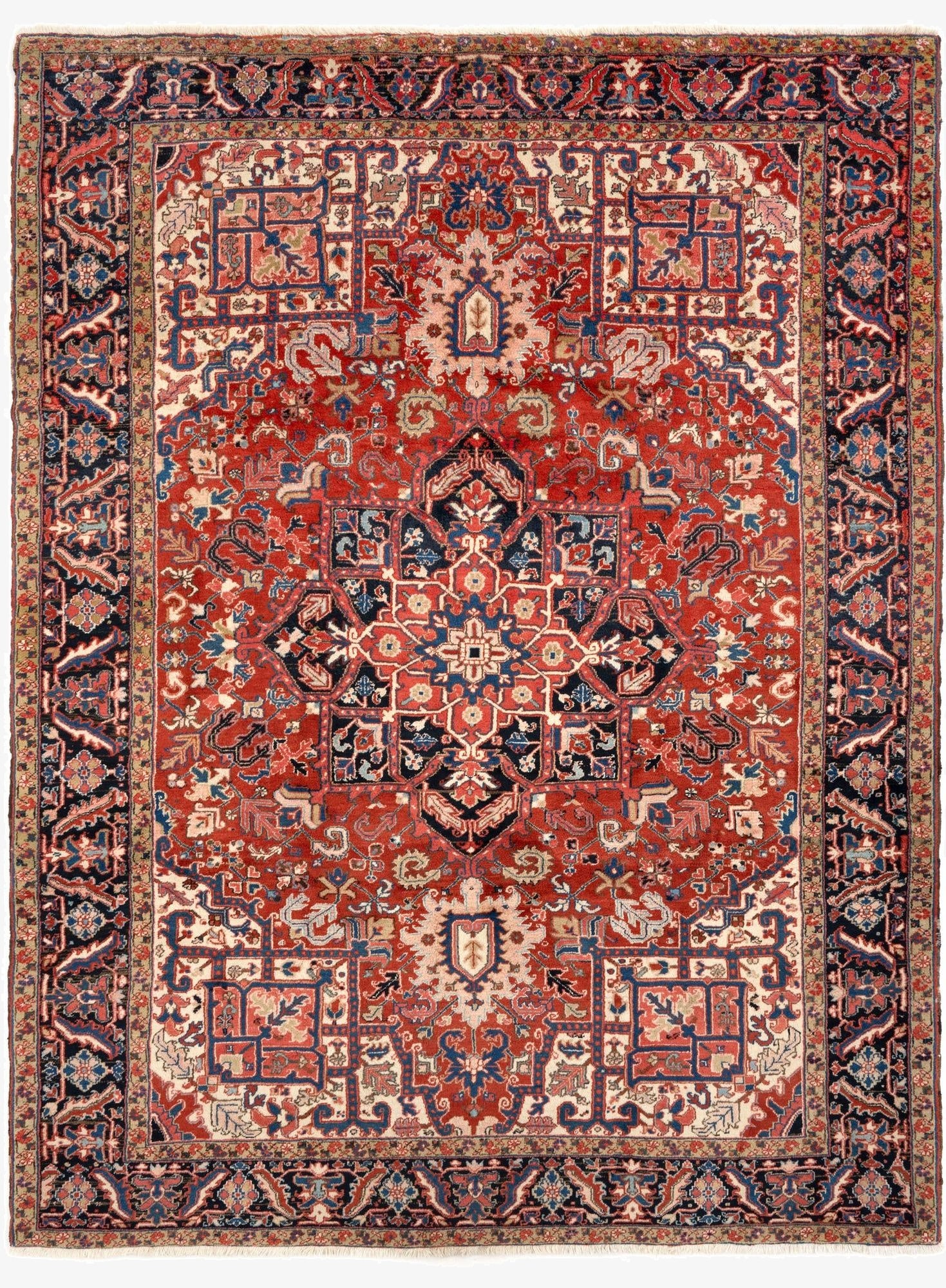  8' 6 x 11' 10  Hand Knotted Heriz Persian Wool Rug