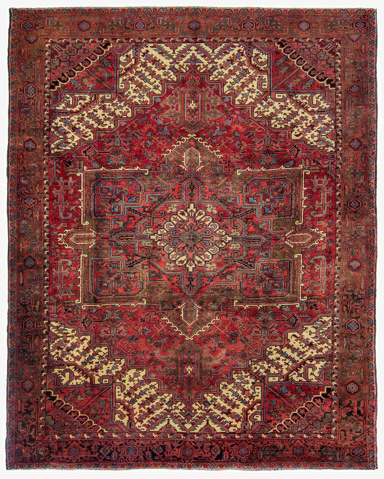  10' 3 x 12' 2  Hand Knotted Heriz Persian Wool Rug