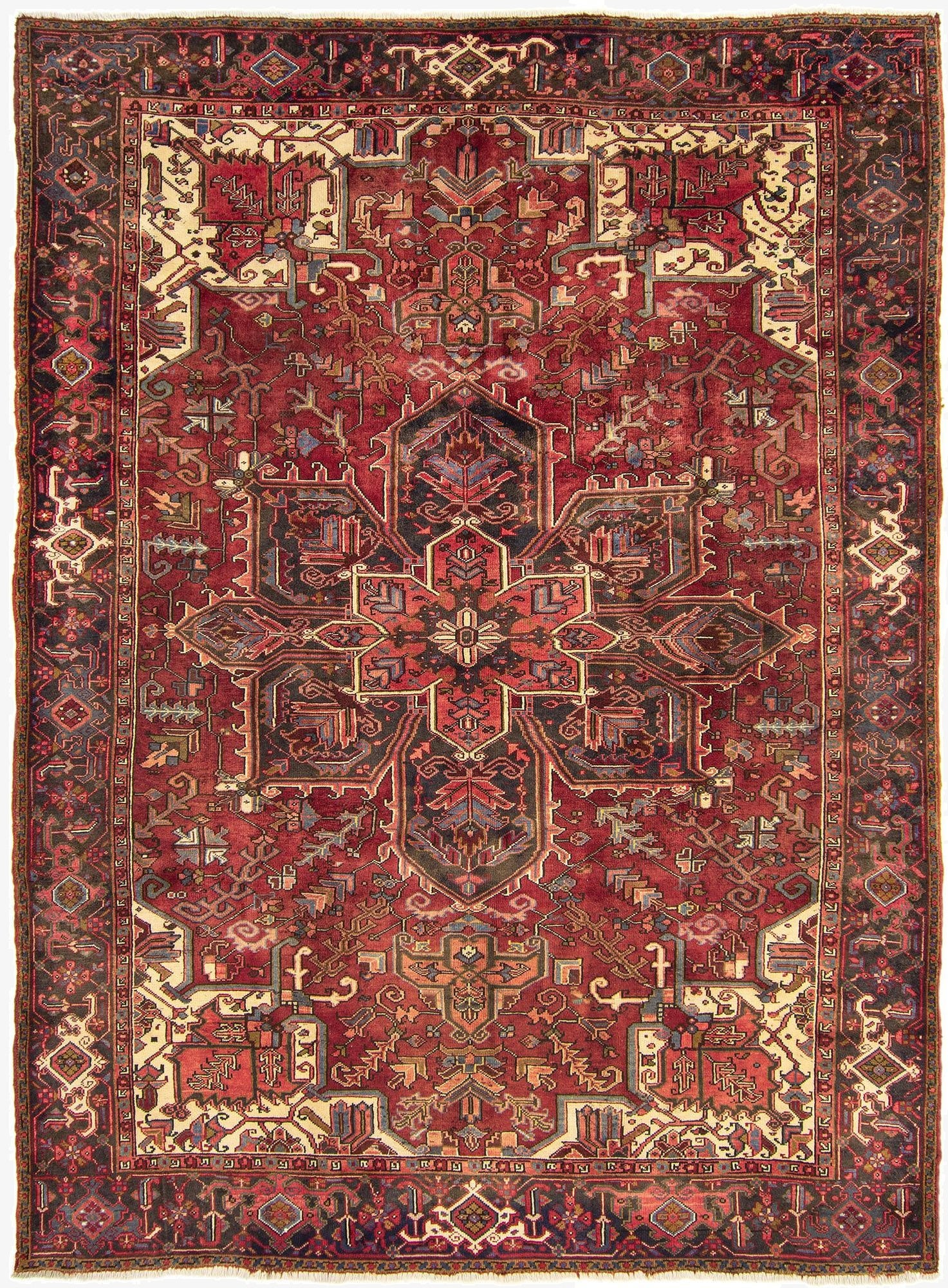  8' 1 x 11'  Hand Knotted Heriz Persian Wool Rug