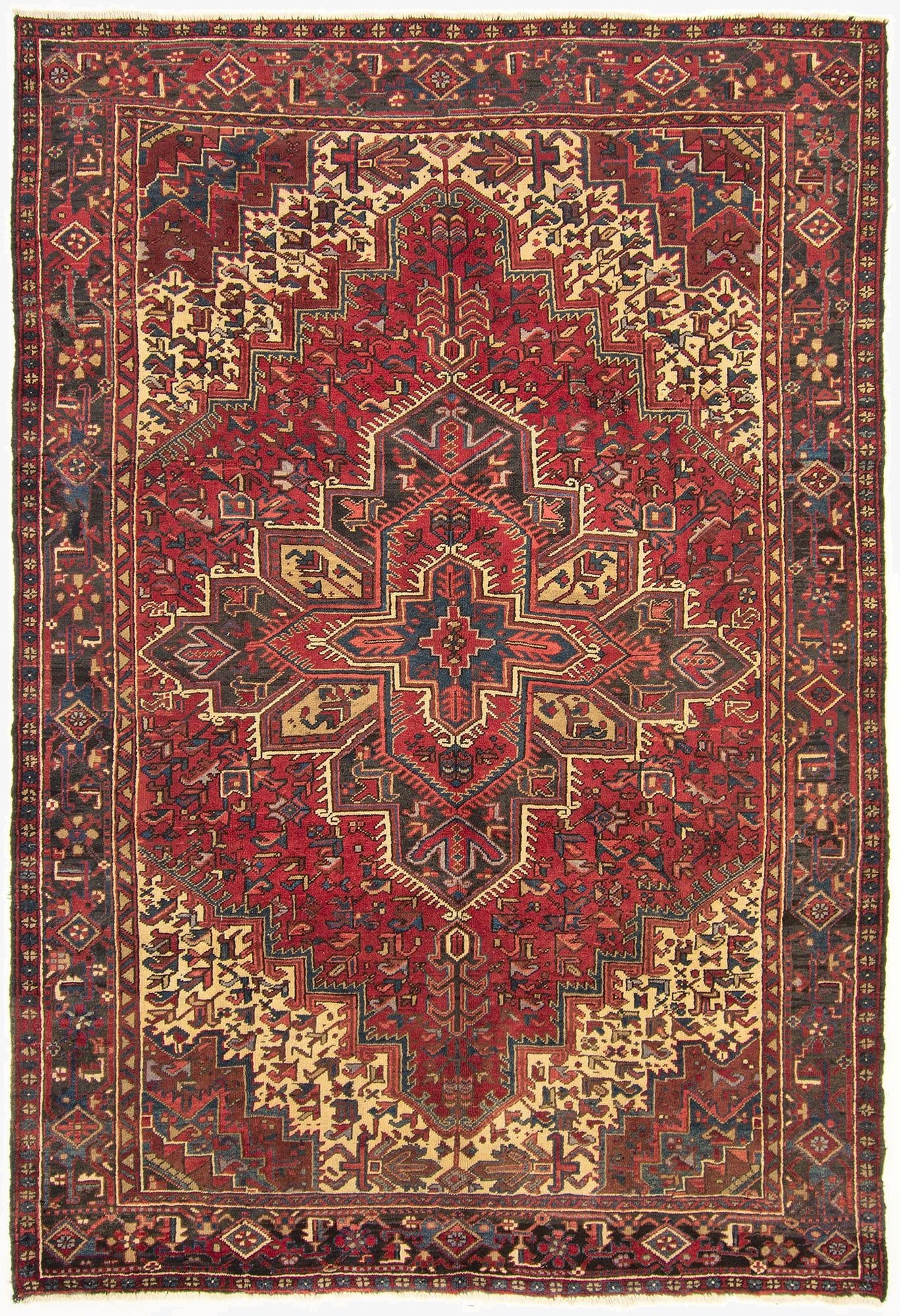  7' 5 x 10' 3  Hand Knotted Heriz Persian Wool Rug