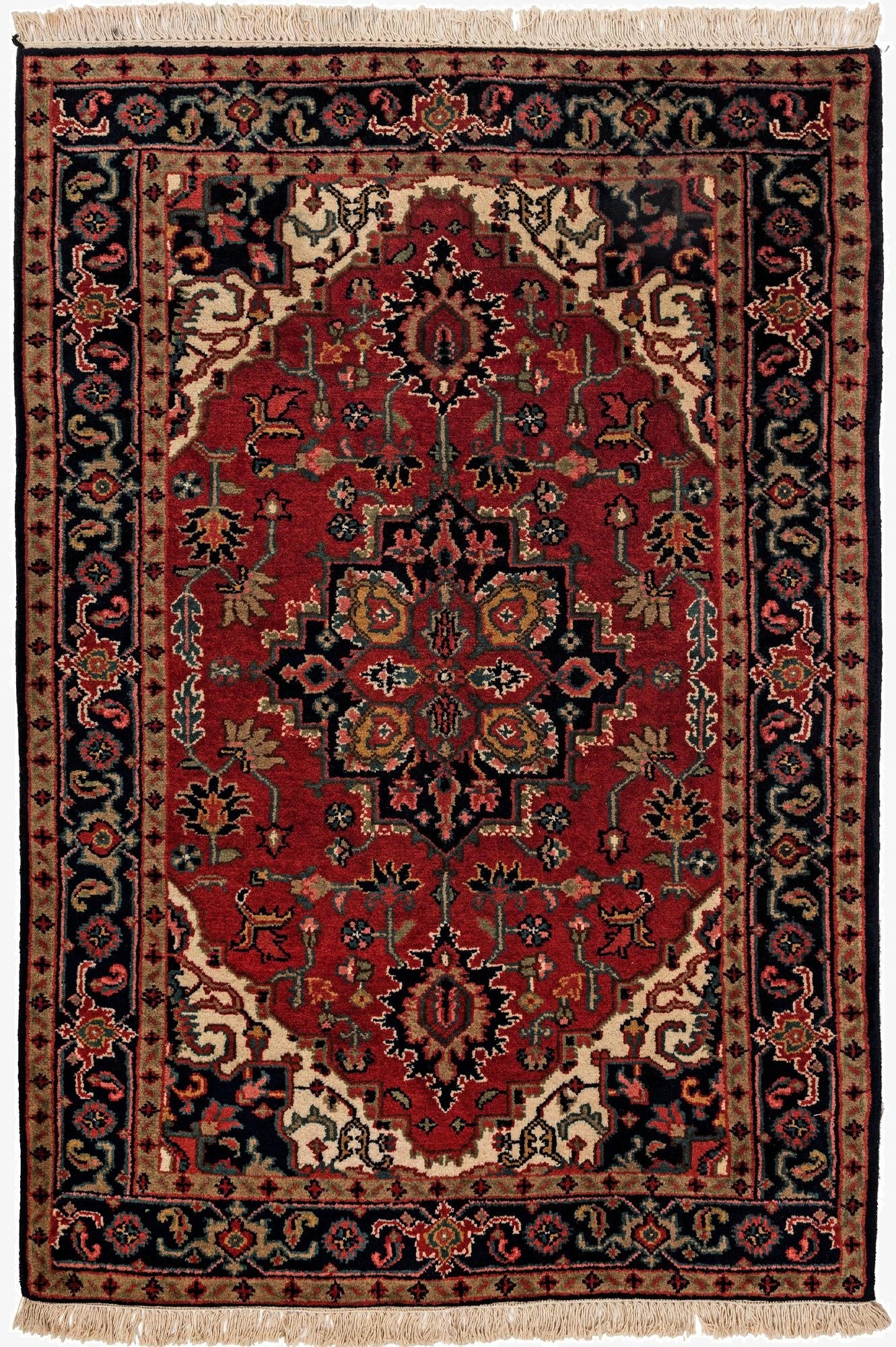  4' 1 x 5' 10  Hand Knotted Heriz Wool Rug