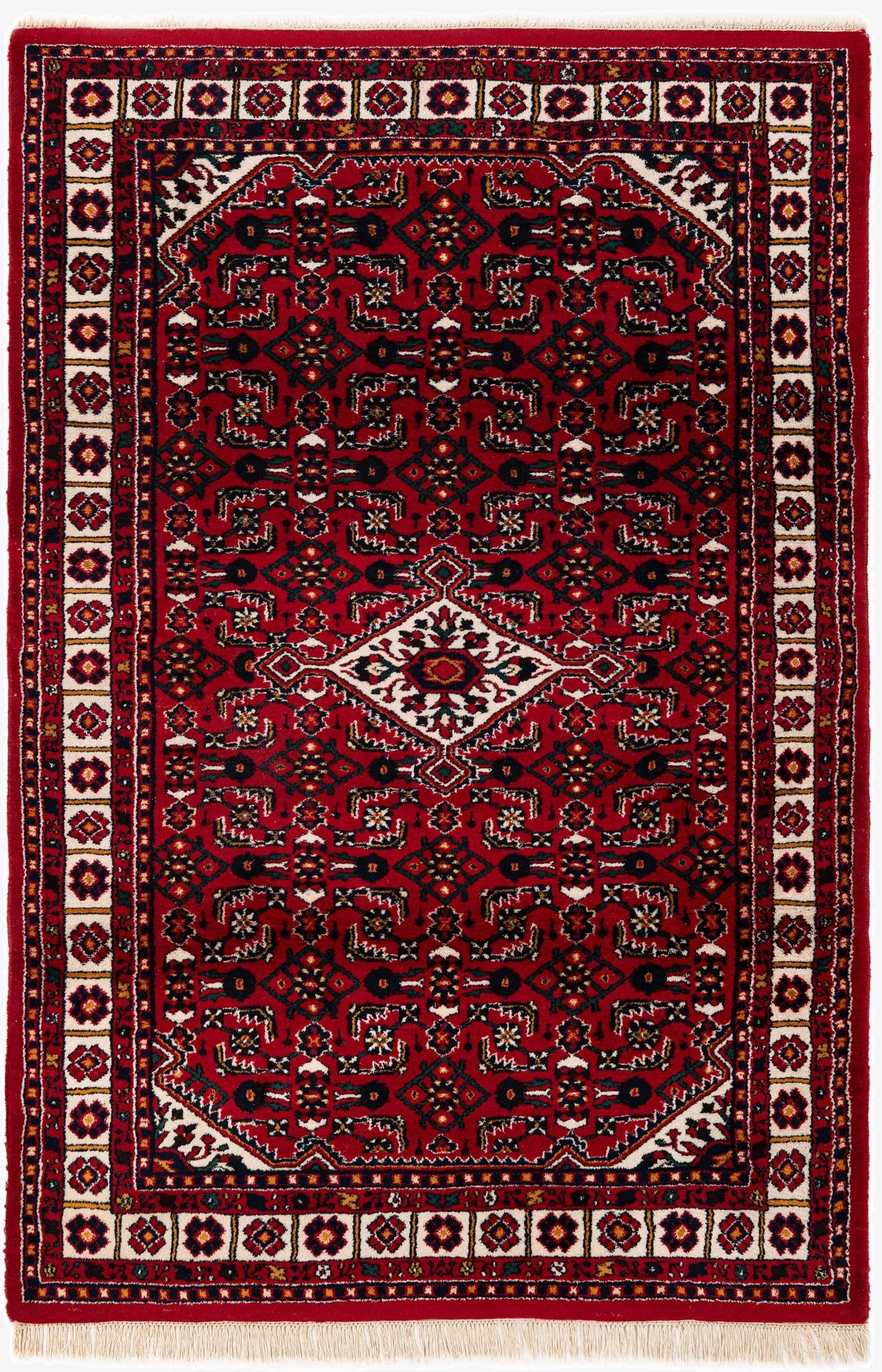  4' 5 x 6' 9  Hand Knotted Heriz Wool Rug