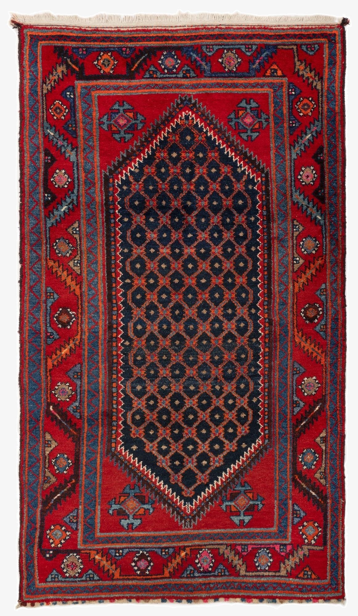  3' 11 x 7'  Hand Knotted Hossainabad Persian Wool Rug