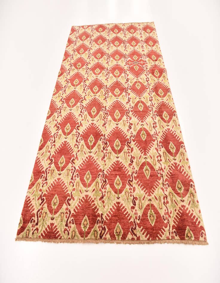 Detail image of  6' x 9'  Hand Knotted Ikat Rug