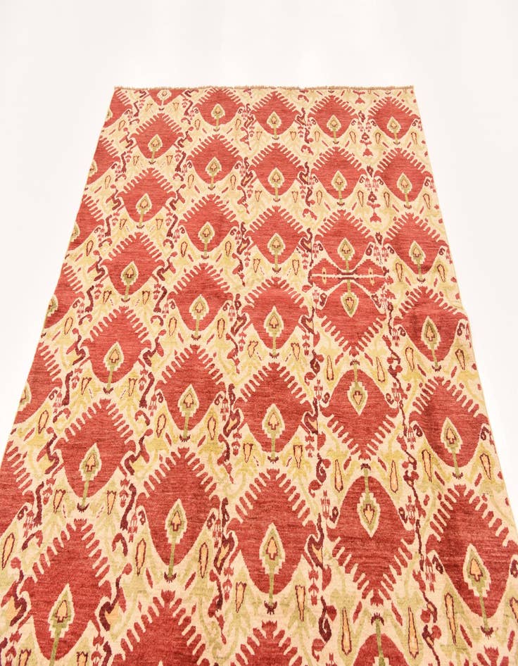 Detail image of  6' x 9'  Hand Knotted Ikat Rug