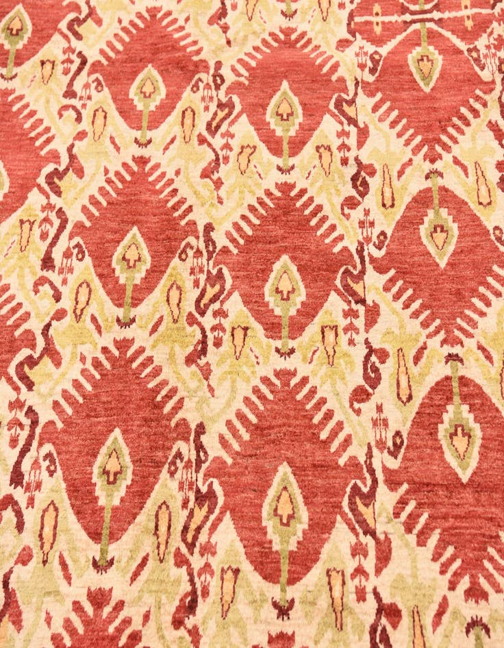 Detail image of  6' x 9'  Hand Knotted Ikat Rug