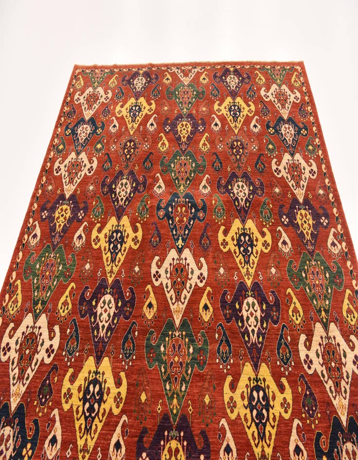 Detail image of  7' x 9' 2  Hand Knotted Ikat Rug