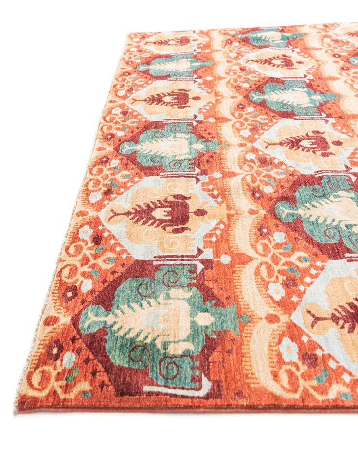 Detail image of  6' 10 x 9' 8  Hand Knotted Ikat Oriental Rug