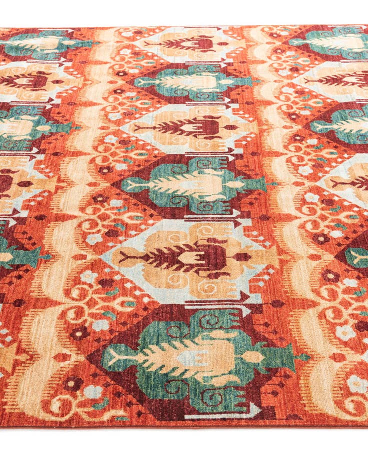 Detail image of  6' 10 x 9' 8  Hand Knotted Ikat Oriental Rug