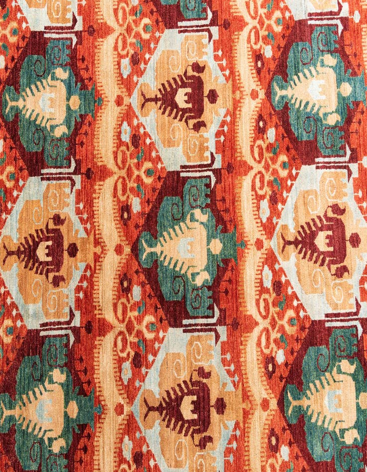 Detail image of  6' 10 x 9' 8  Hand Knotted Ikat Oriental Rug