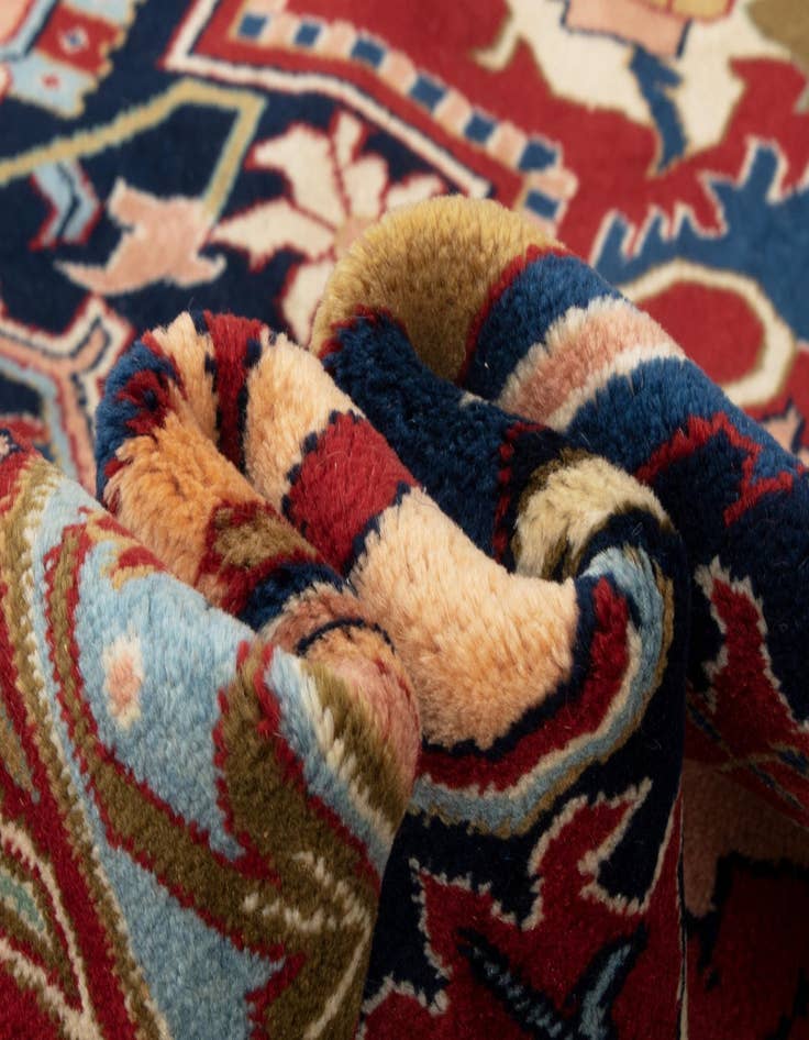Detail image of  7' 11 x 11' 6  Hand Knotted Indo Heriz Wool Rug