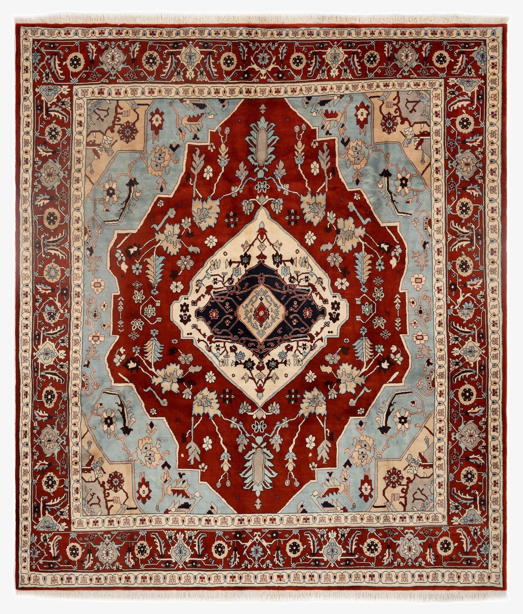  9' 5 x 10' 10  Hand Knotted Indo Tabriz Wool Rug