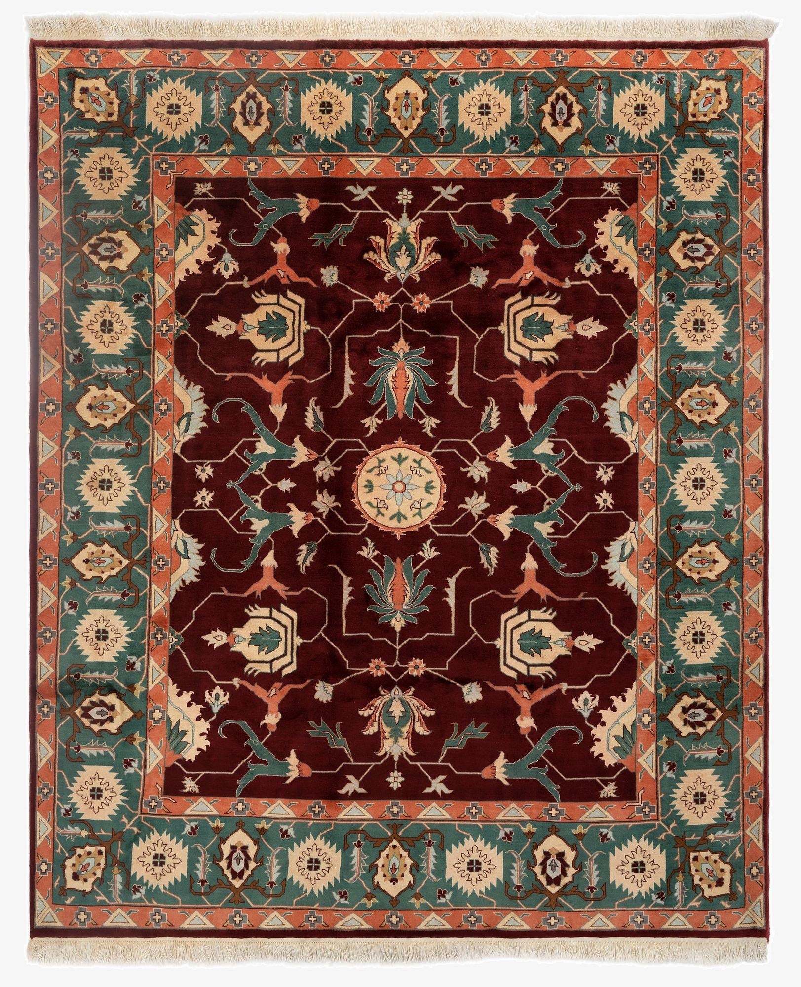  8' x 9' 10  Hand Knotted Indo Tabriz Wool Rug