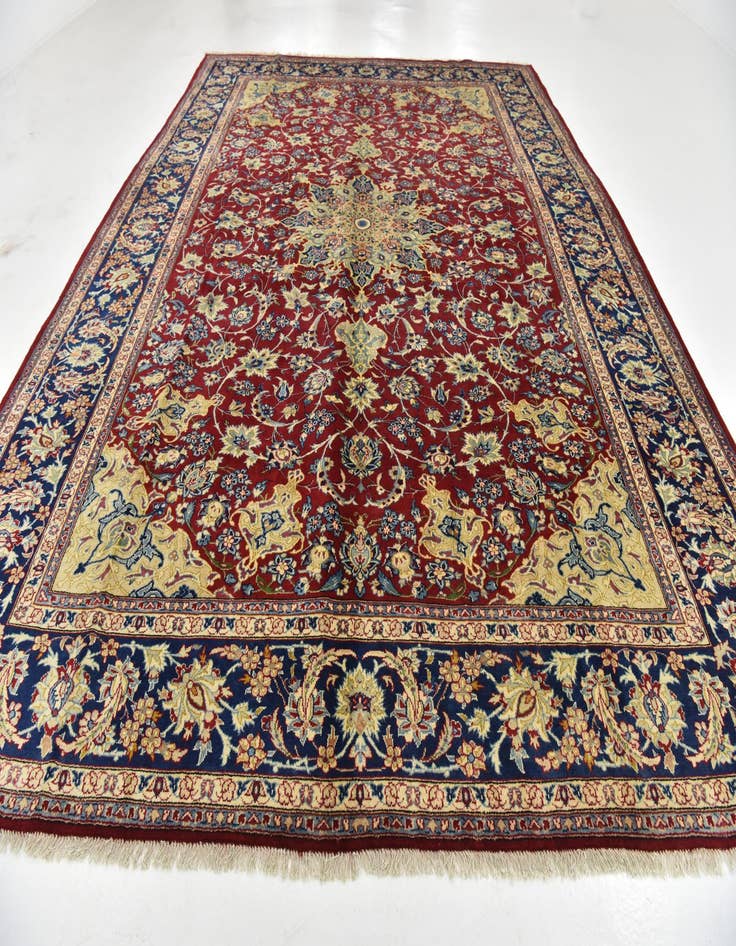 Detail image of 10' x 13' 7 Hand Knotted Isfahan Persian Wool Rug