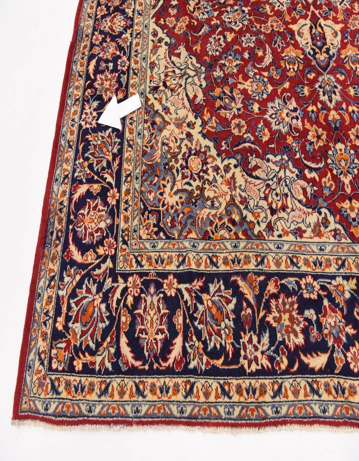 Detail image of  9' 9 x 13'  Hand Knotted Isfahan Persian Wool Rug