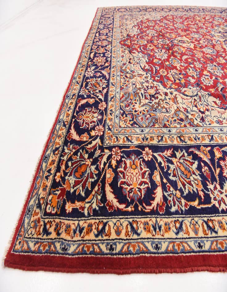 Detail image of  9' 9 x 13'  Hand Knotted Isfahan Persian Wool Rug