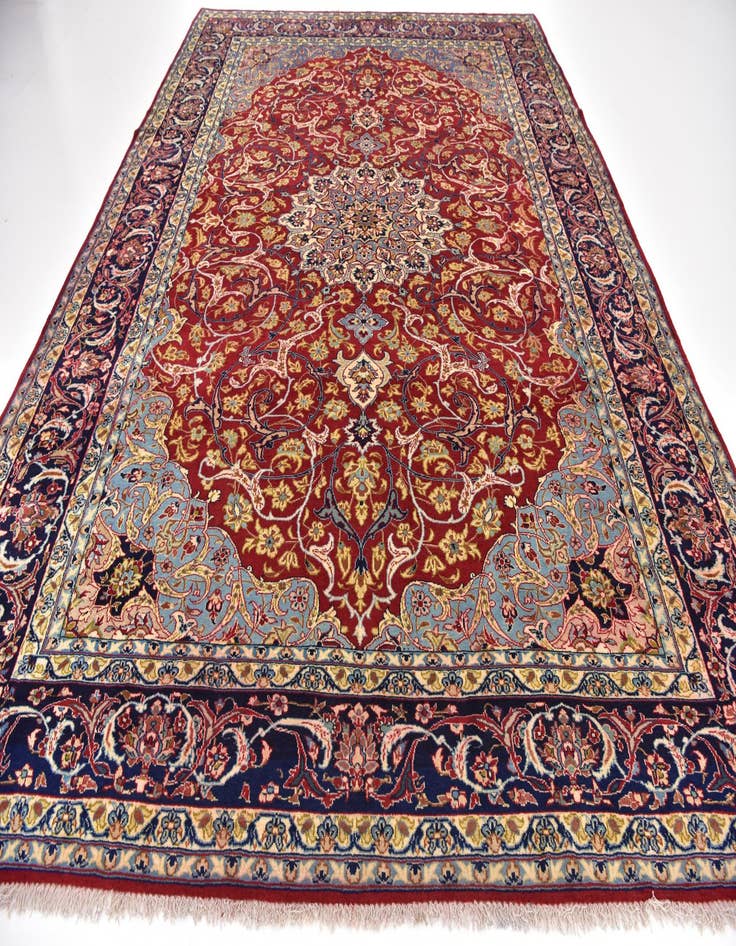 Detail image of  9' 8 x 12' 9  Hand Knotted Isfahan Persian Wool Rug