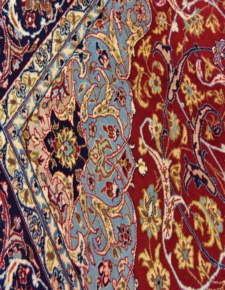 Detail image of  9' 8 x 12' 9  Hand Knotted Isfahan Persian Wool Rug