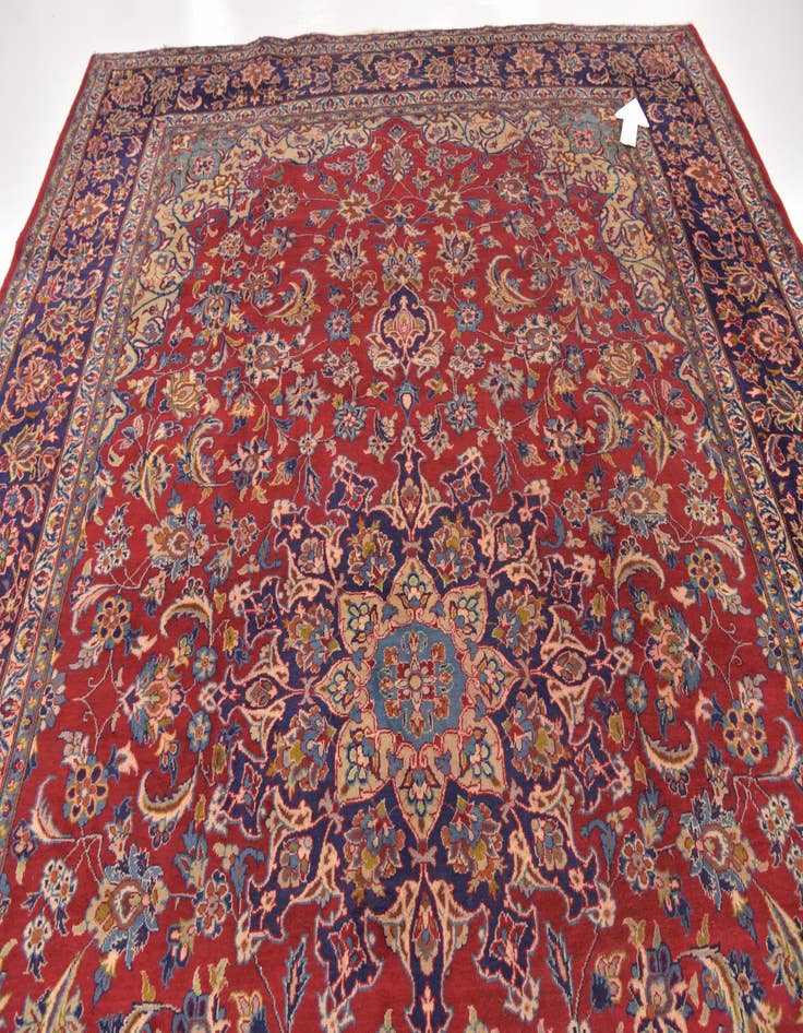 Detail image of  9' 8 x 13'  Hand Knotted Isfahan Persian Wool Rug