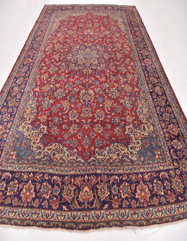 Detail image of  9' 8 x 13'  Hand Knotted Isfahan Persian Wool Rug