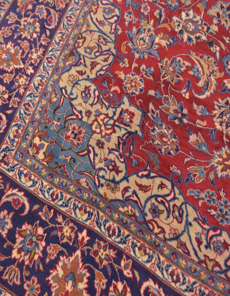 Detail image of  9' 8 x 13'  Hand Knotted Isfahan Persian Wool Rug