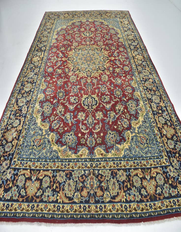 Detail image of  9' 6 x 13'  Hand Knotted Isfahan Persian Wool Rug