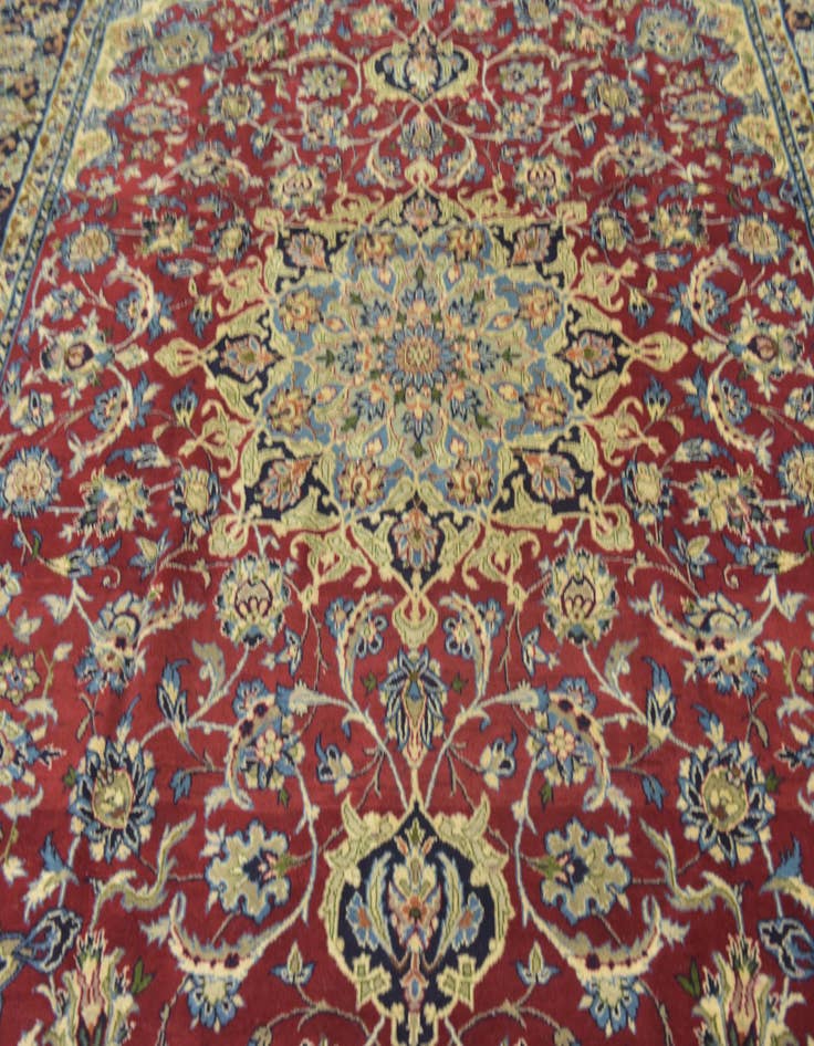 Detail image of  9' 6 x 13'  Hand Knotted Isfahan Persian Wool Rug