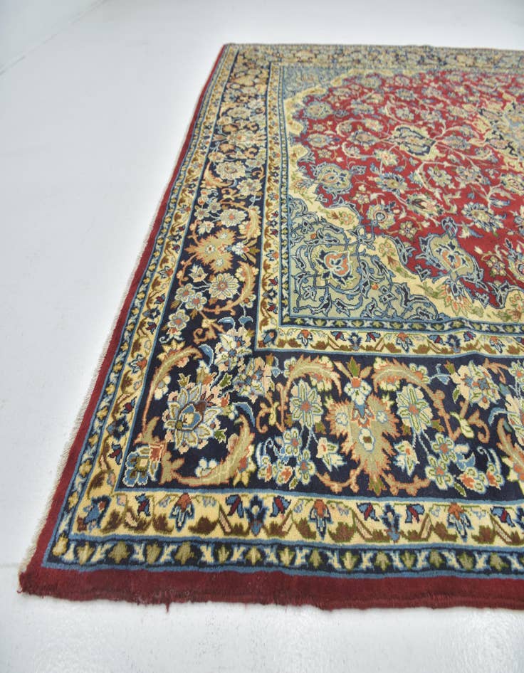 Detail image of  9' 6 x 13'  Hand Knotted Isfahan Persian Wool Rug