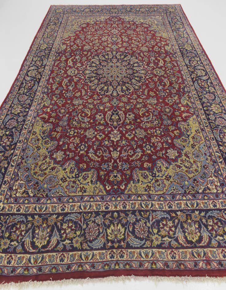Detail image of  9' 7 x 13'  Hand Knotted Isfahan Persian Wool Rug
