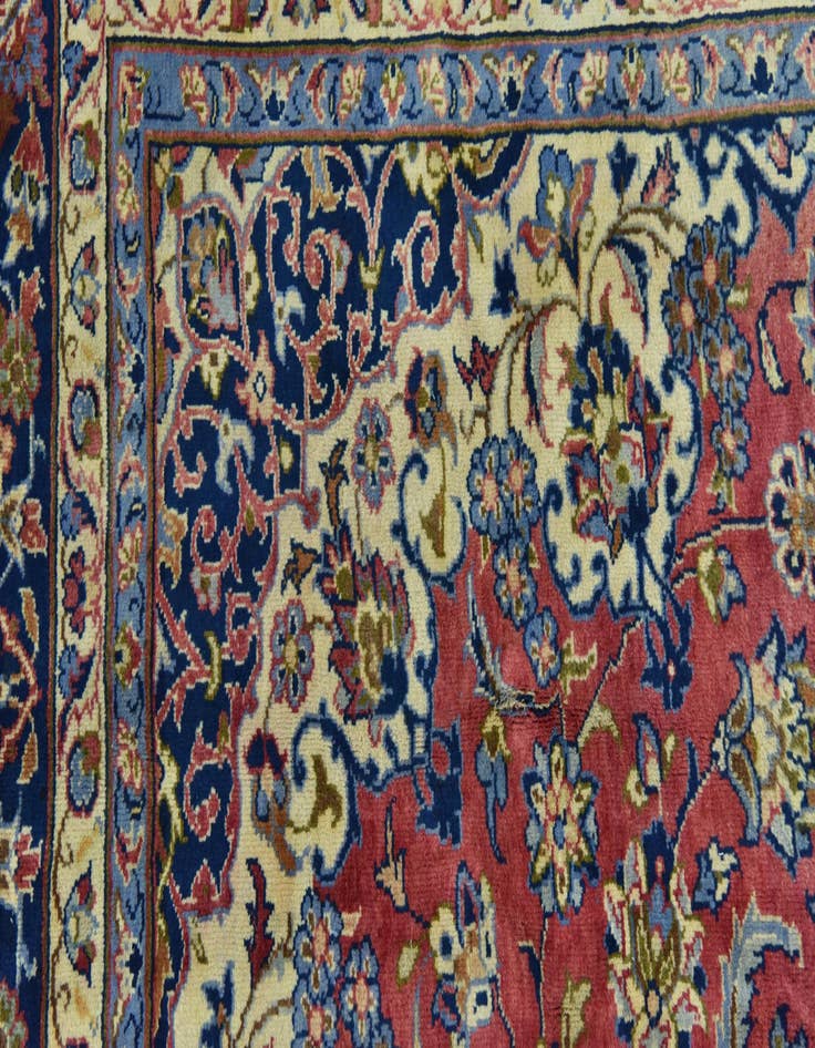 Detail image of  9' 7 x 13'  Hand Knotted Isfahan Persian Wool Rug