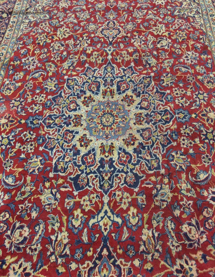 Detail image of 8' 9 x 13' Hand Knotted Isfahan Persian Wool Rug