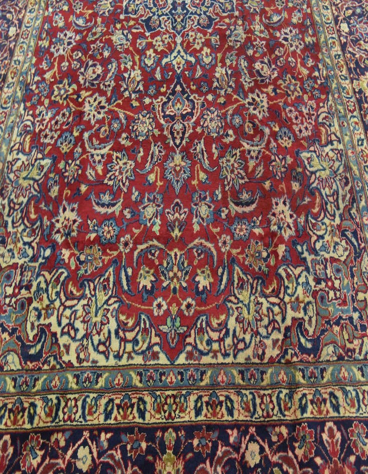 Detail image of 8' 9 x 13' Hand Knotted Isfahan Persian Wool Rug