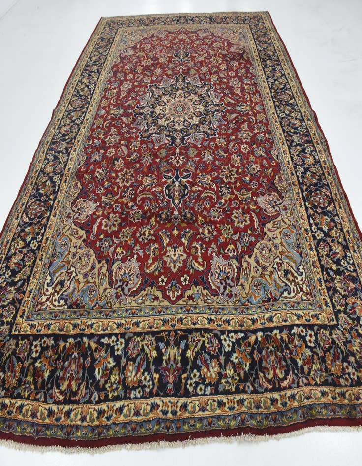 Detail image of  9' 9 x 13' 3  Hand Knotted Isfahan Persian Wool Rug