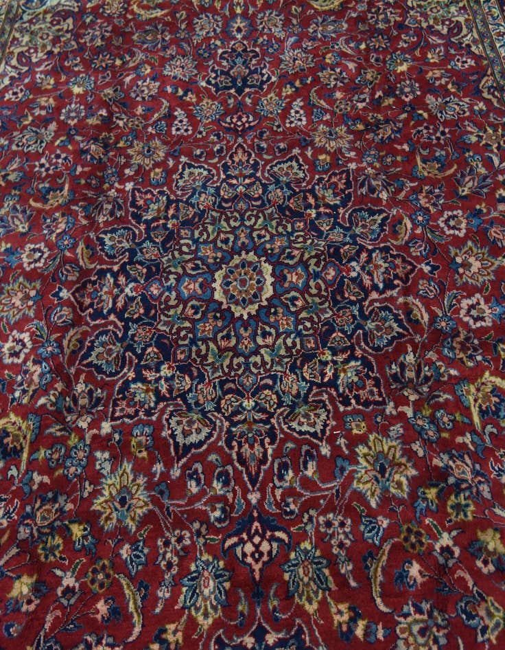 Detail image of  9' 9 x 13'  Hand Knotted Isfahan Persian Wool Rug